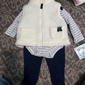 Kids Matching Set with Vest and Striped Bodysuit